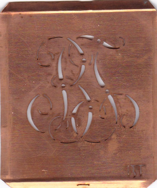 BT - Uralte Monogramm Schablone zum Sticken