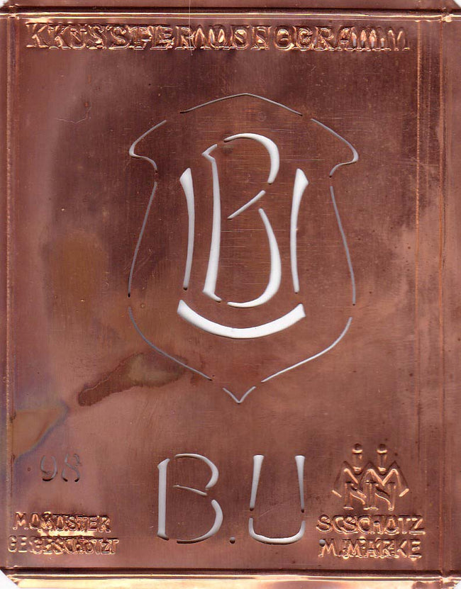 BU - Besondere Jugendstil Monogrammschablone