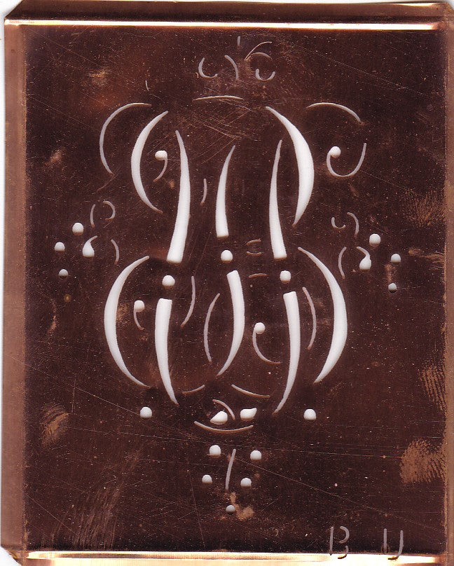 BU - Alte Monogramm Schablone mit nostalgischen Schnörkeln