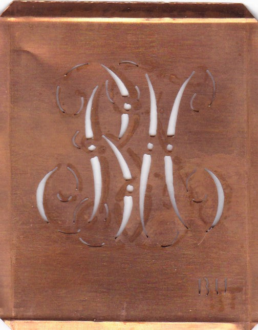 BU - Uralte Monogramm Schablone zum Sticken