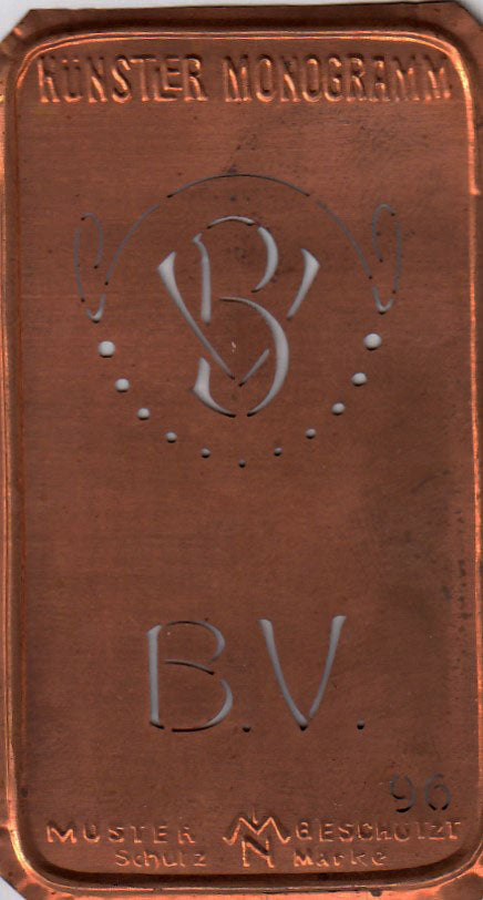 BV - Alte Jugendstil Stickschablone - Medaillon-Design