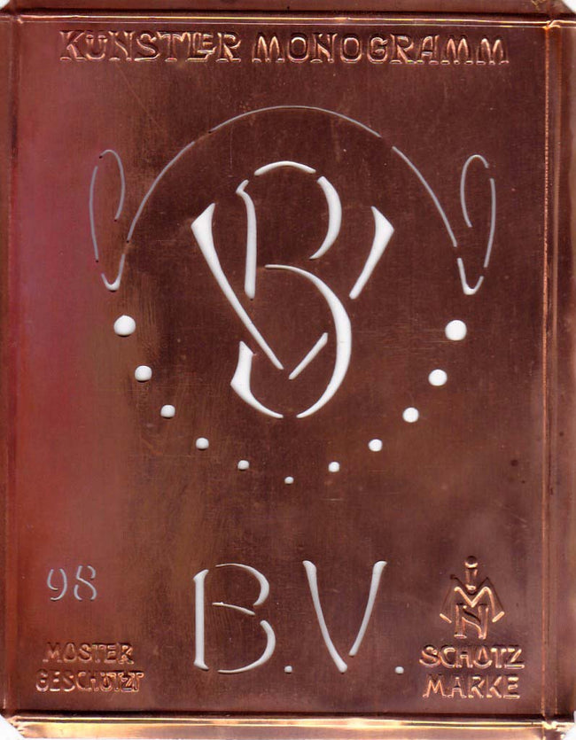 BV - Besondere Jugendstil Monogrammschablone