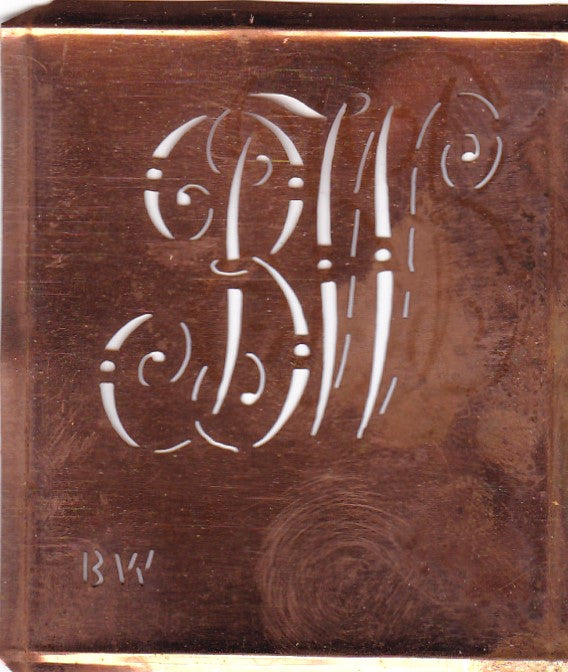 BW - Alte verschlungene Monogramm Stick Schablone