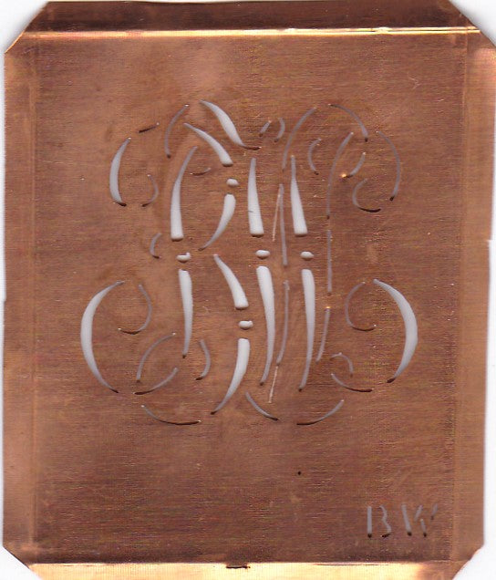BW - Uralte Monogramm Schablone zum Sticken