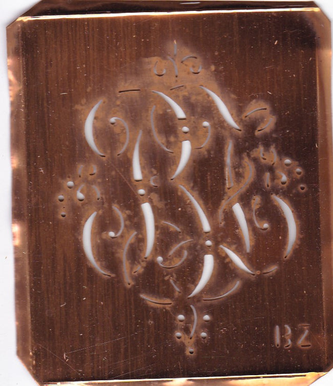 BZ - Antiquität aus Kupferblech zum Sticken von Monogrammen und mehr