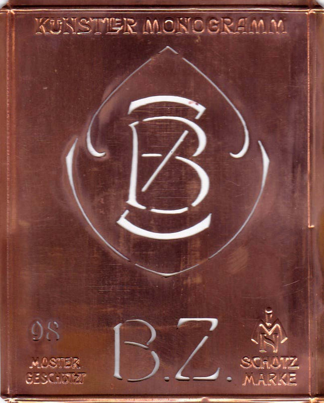 BZ - Besondere Jugendstil Monogrammschablone