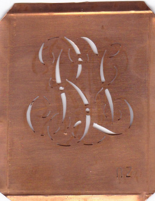 BZ - Uralte Monogramm Schablone zum Sticken
