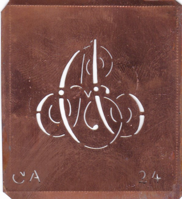 CA - Alte verschlungene Monogramm Schablone zum Sticken