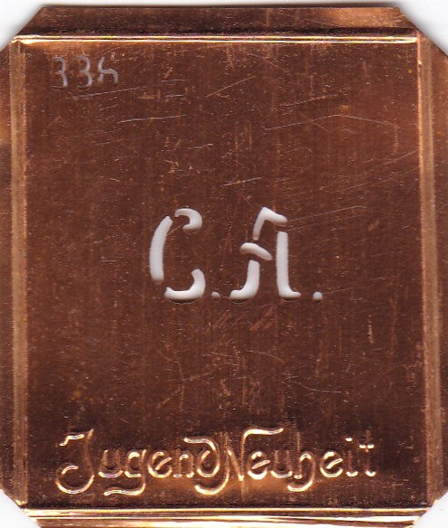 CA - Kleine Monogramm Schablone zum Besticken von Herrenhemden