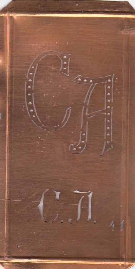 CA - Alte Monogramm Schablone zum Sticken