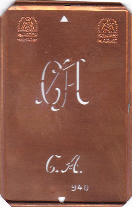 CA - Alte Monogramm Schablone zum Sticken