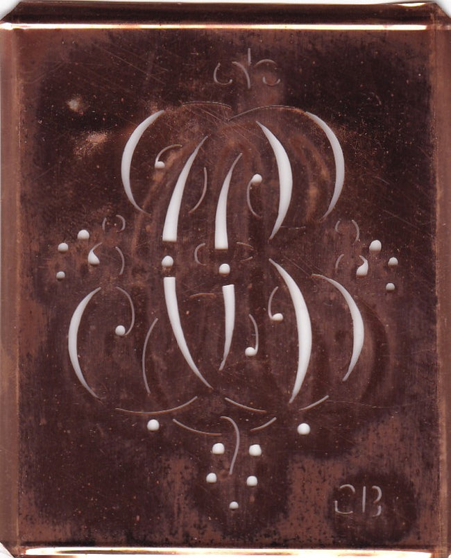 CB - Alte Monogramm Schablone mit Schnörkeln