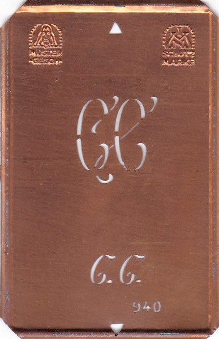 CC - Alte Monogramm Schablone zum Sticken