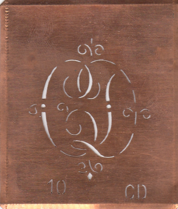 CD - Alte Monogrammschablone aus Kupfer