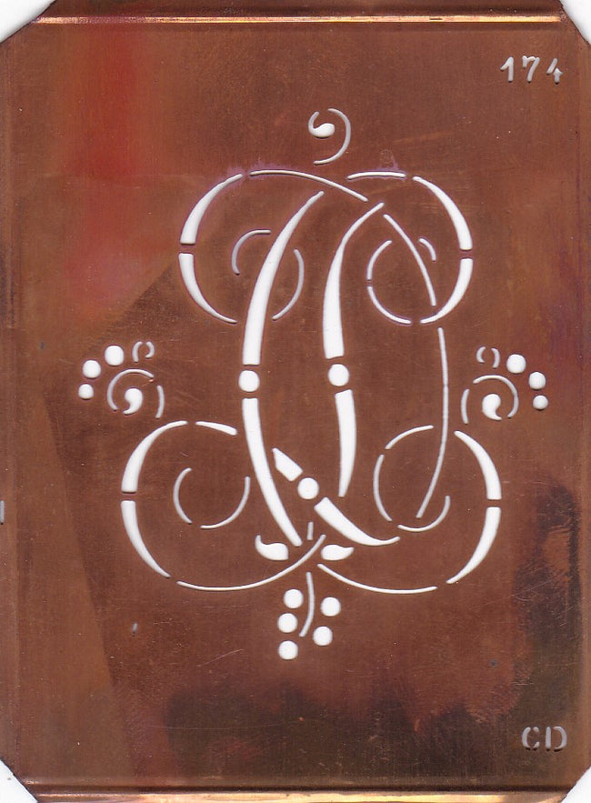 CD - Alte Monogramm Schablone mit Schnörkeln