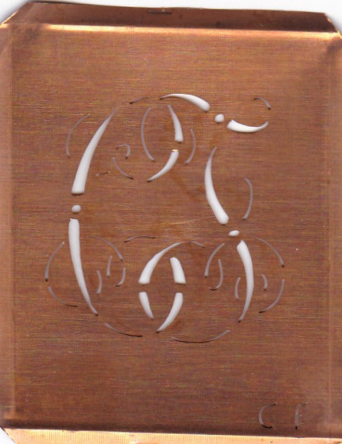 CF - Alte Monogramm Schablone zum Sticken