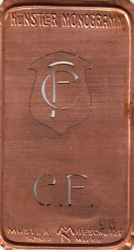 CF - Alte Jugendstil Stickschablone - Medaillon-Design