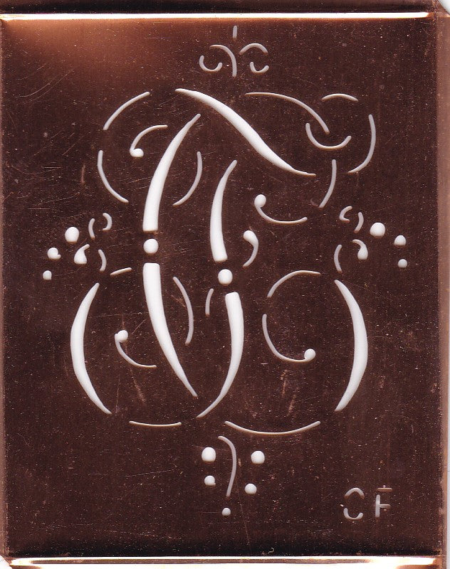 CF - Alte Monogramm Schablone mit Schnörkeln