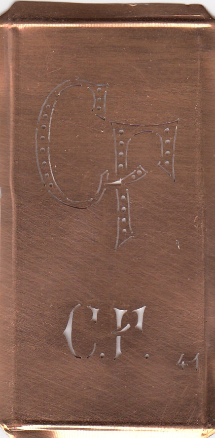 CF - Alte Monogramm Schablone zum Sticken