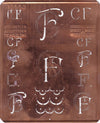 CF - Uralte Monogrammschablone aus Kupferblech