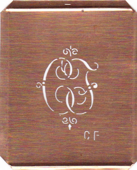 CF - Kupferschablone mit kleinem verschlungenem Monogramm