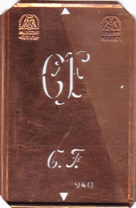 CF - Alte Monogramm Schablone zum Sticken