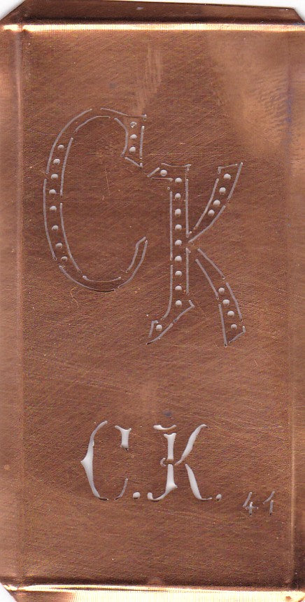 CK - Alte Monogramm Schablone zum Sticken