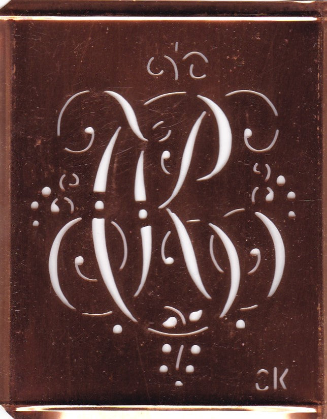 CK - Alte Monogramm Schablone mit nostalgischen Schnörkeln