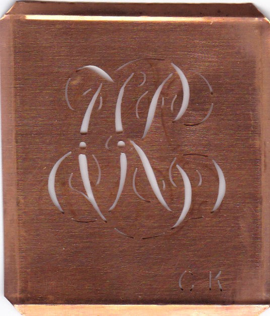 CK - Uralte Monogramm Schablone zum Sticken