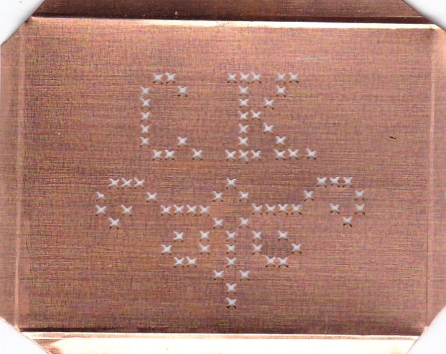 CK - Alte niedliche Kreuzstich Monogramm Schablone