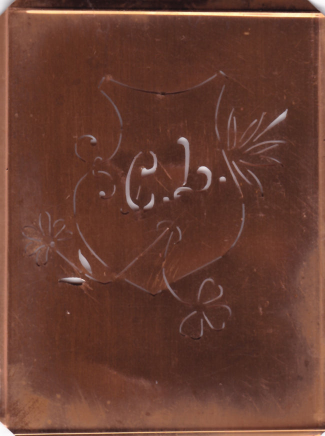 CL - Seltene Stickvorlage - Uralte Wäscheschablone mit Wappen - Medaillon