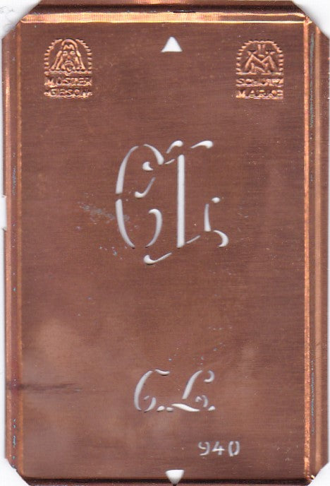 CL - Alte Monogramm Schablone zum Sticken