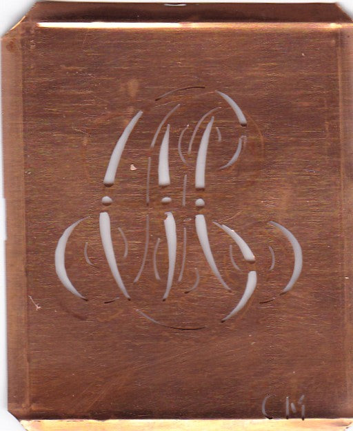 CM - Alte Monogramm Schablone zum Sticken