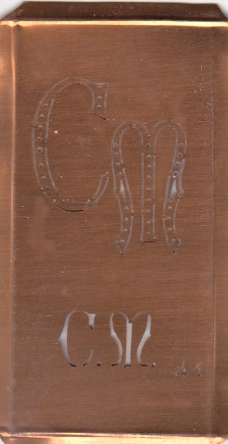 CM - Alte Monogramm Schablone zum Sticken