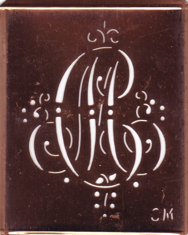 CM - Alte Monogramm Schablone mit Schnörkeln