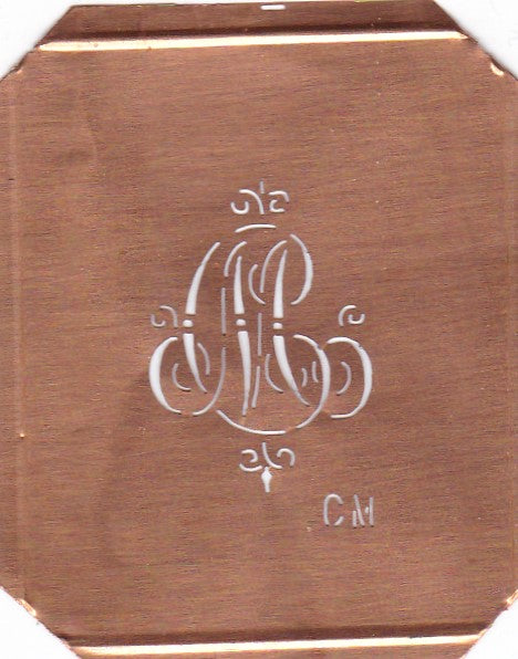 CM - Kupferschablone mit kleinem verschlungenem Monogramm