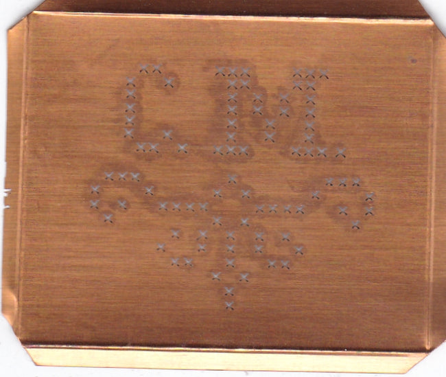CM - Alte niedliche Kreuzstich Monogramm Schablone