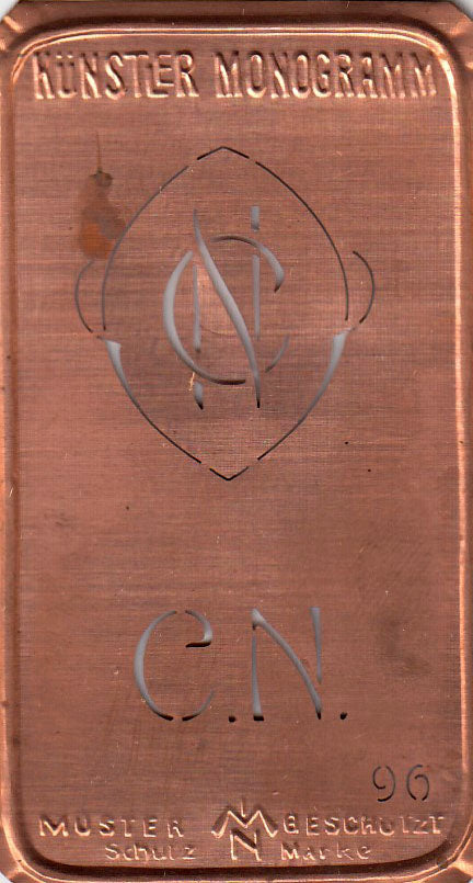 CN - Alte Jugendstil Stickschablone - Medaillon-Design