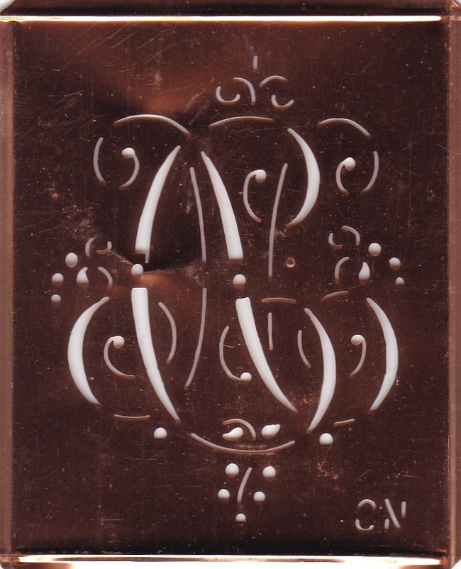 CN - Alte Monogramm Schablone mit nostalgischen Schnörkeln