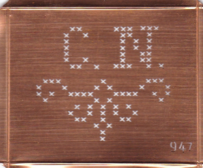 CN - Alte niedliche Kreuzstich Monogramm Schablone