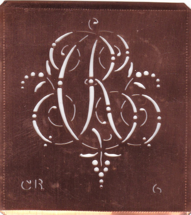CR - Interessante Monogrammschablone aus Kupferblech
