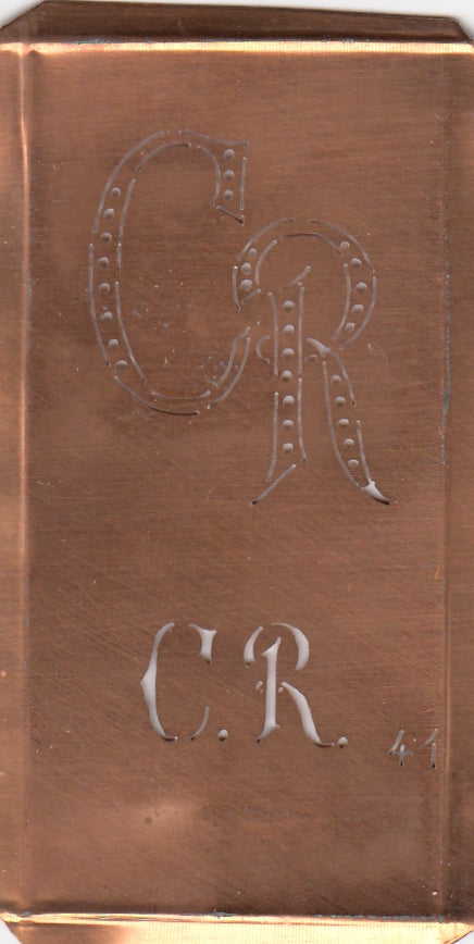 CR - Alte Monogramm Schablone zum Sticken