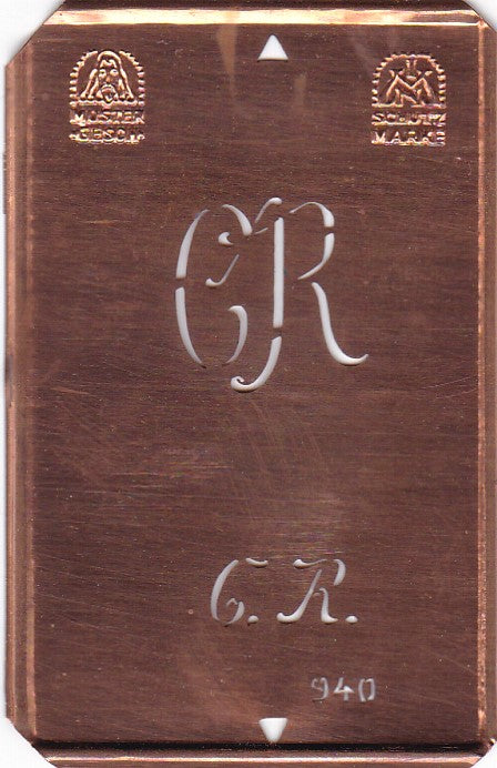 CR - Alte Monogramm Schablone zum Sticken