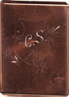 CS - Seltene Stickvorlage - Uralte Wäscheschablone mit Wappen - Medaillon