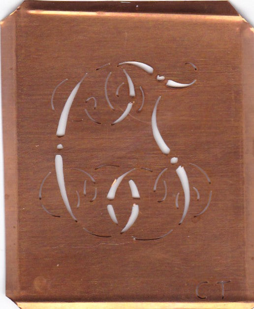 CT - Alte Monogramm Schablone zum Sticken