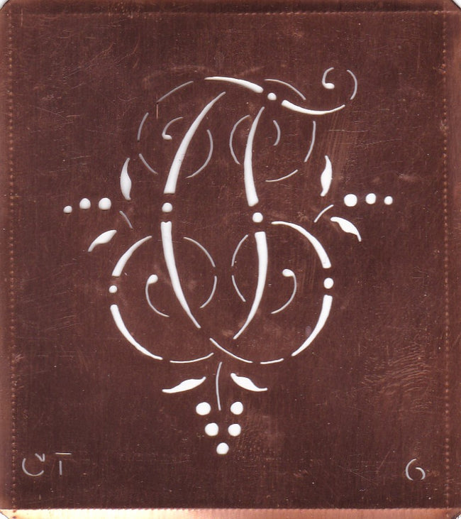 CT - Interessante Monogrammschablone aus Kupferblech