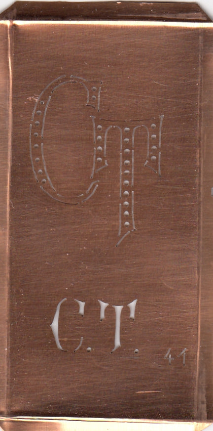 CT - Alte Monogramm Schablone zum Sticken