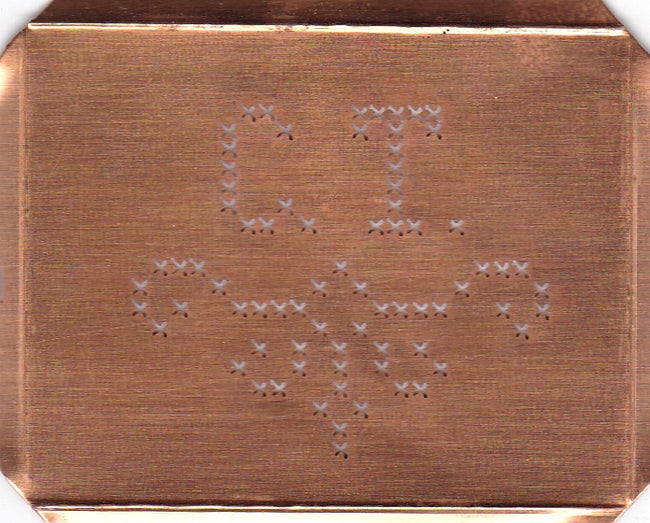 CT - Alte niedliche Kreuzstich Monogramm Schablone