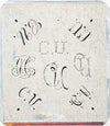 CU - Alte Monogrammschablone aus Zink-Blech mit 8 Variationen