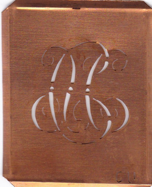 CU - Alte Monogramm Schablone zum Sticken
